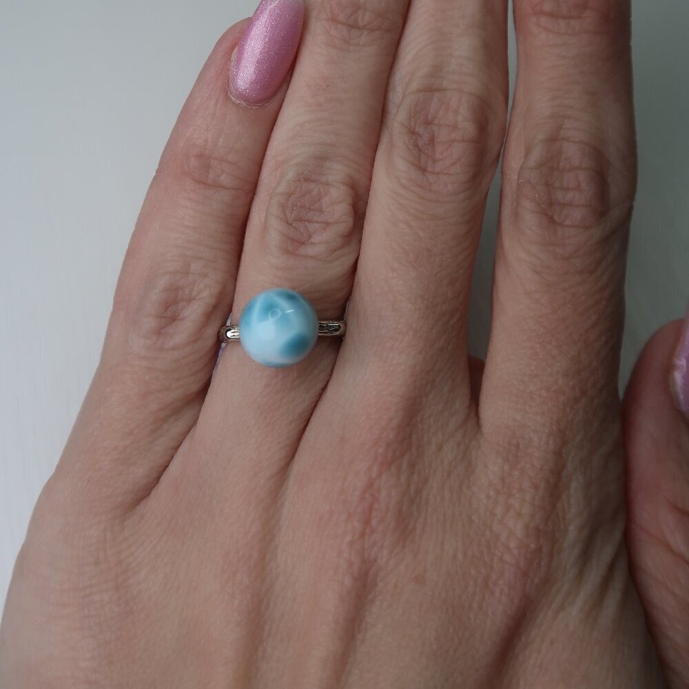 High Quality Larimar Sterling Silver Ring